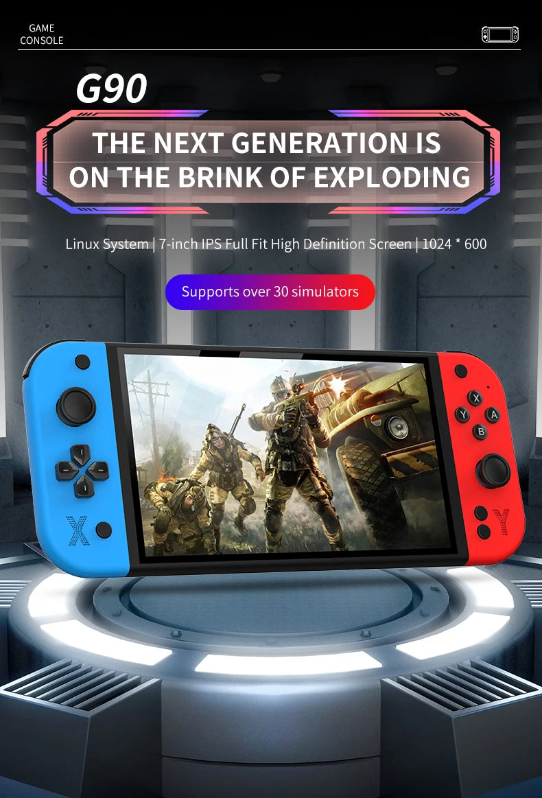 G90 7inch 64GB 4000mAh portable handheld game console arcade high-definition For PSP/PS1 nostalgic retro TV Gaming Controller