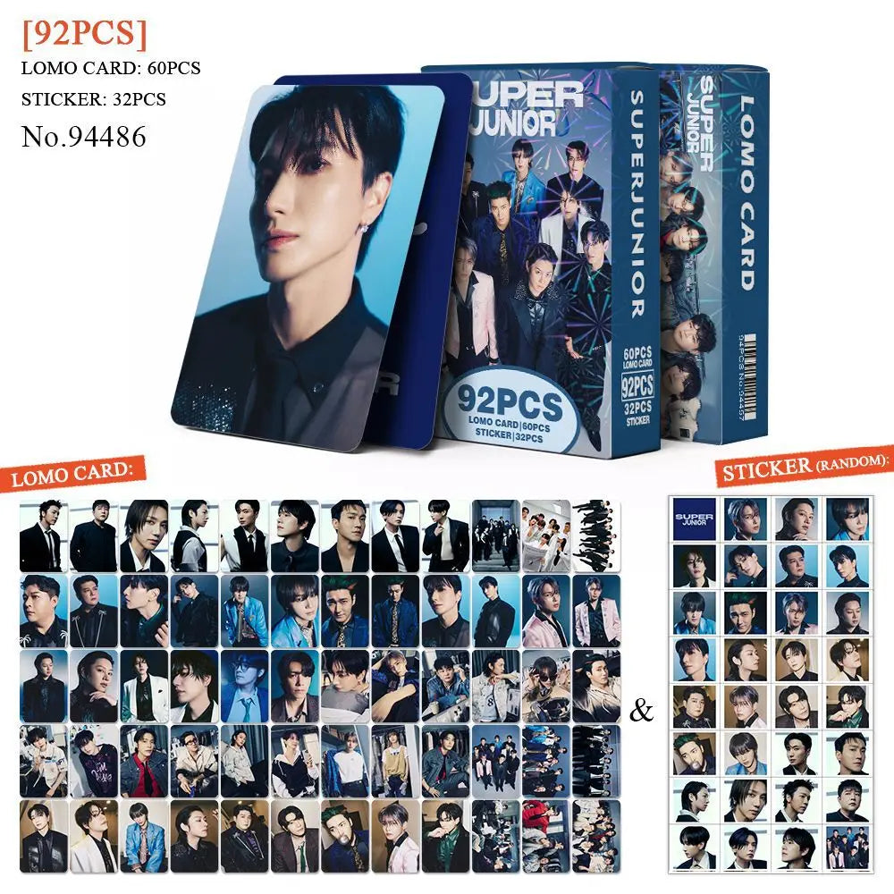 New 92 Small Cards SUPER JUNIOR Merchandise Celebrity Postcard Collection Photo Card Stickers LOMO Card Wholesale Birthday Gift