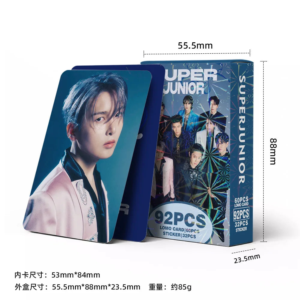 New 92 Small Cards SUPER JUNIOR Merchandise Celebrity Postcard Collection Photo Card Stickers LOMO Card Wholesale Birthday Gift