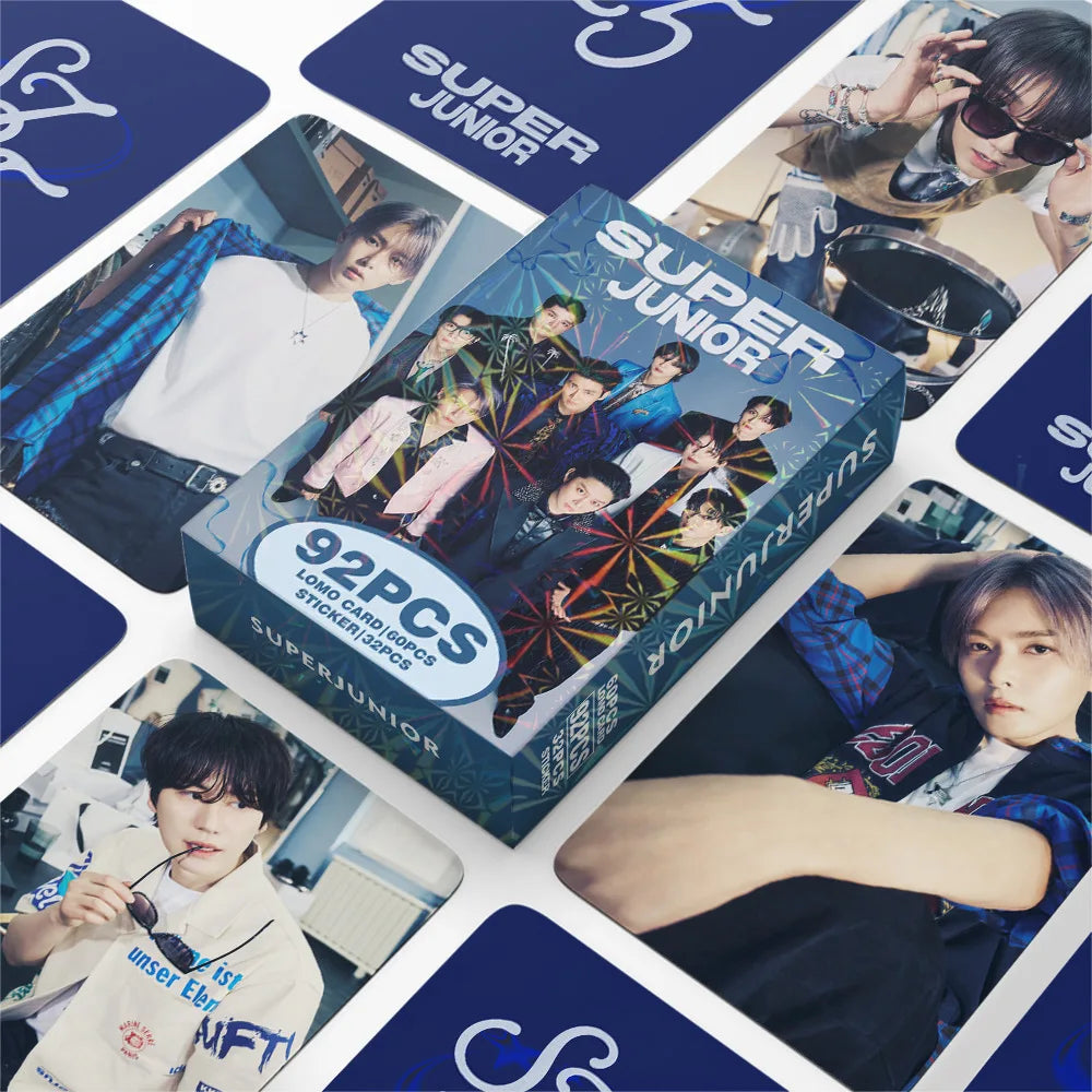 New 92 Small Cards SUPER JUNIOR Merchandise Celebrity Postcard Collection Photo Card Stickers LOMO Card Wholesale Birthday Gift