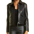 Womens Black Motorcycle Jacket-0